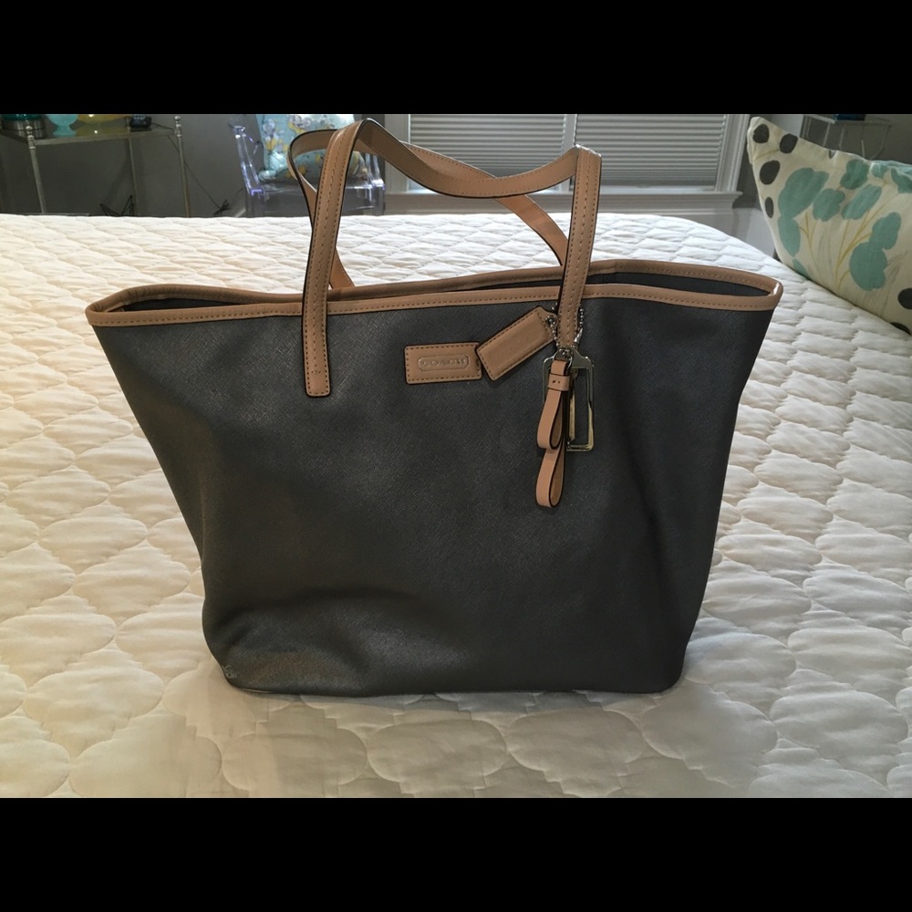 Coach new dark silver tote bag